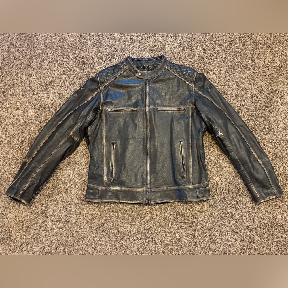 Bilt Alder Custom Dark Brown Quilted Biker Leather Motorcycle Jacket US 48 EU 58